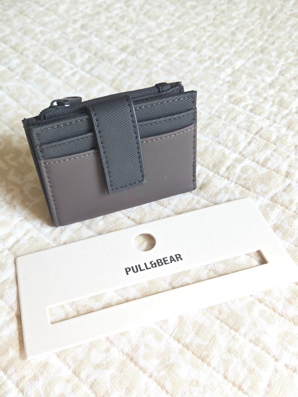 Pull&Bear Rubberized Effect Wallet with Snap-Button Strap Brown New